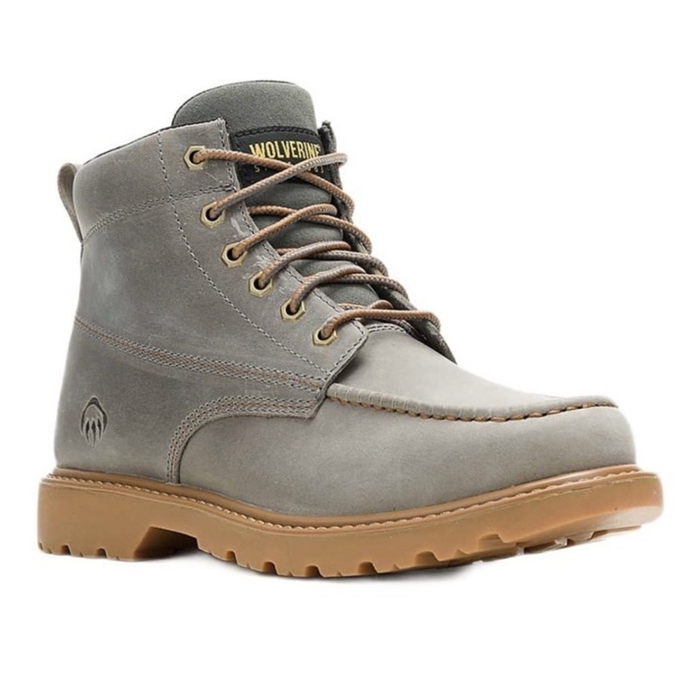 Wolverine Floorhand Grey Leather Moc-Toe 6" Mens Boots 11.5 EW New With Tags